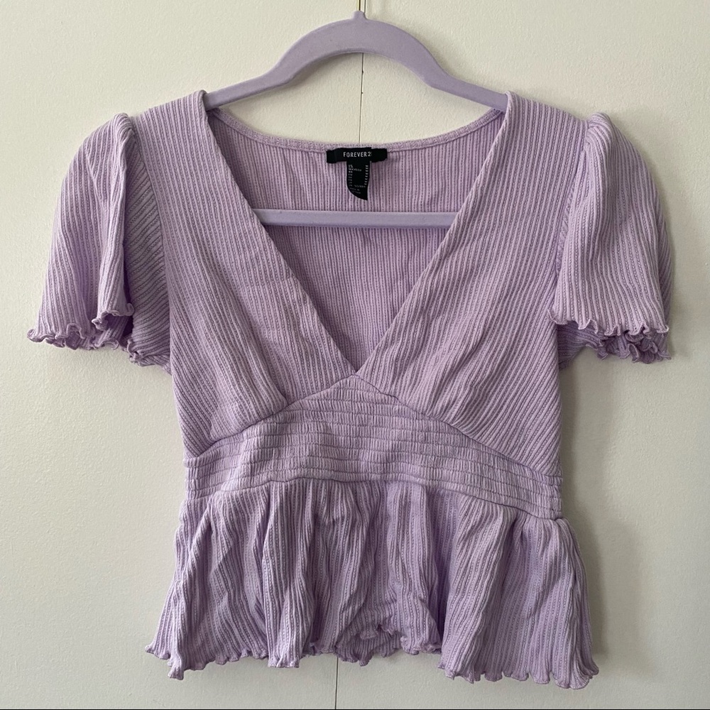 Violet Purple Baby Doll Top V Neck Top / Shirt M